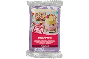 FunCakes Pâte à Sucre Fancy Violet: facile à utiliser, lisse, flexible, douce et pliable, parfaite pour la décoration de gâteaux, halal, casher et sans gluten. 250 g