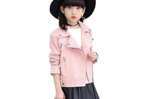LSERVER Kinderkleidung neue Jacke Mädchen PU Frühling und Herbst Lederjacke
