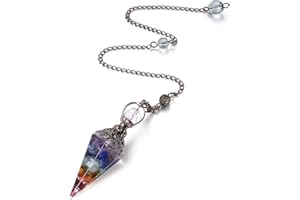 SAHOOTTIE Pendulum Crystal Pendulum 7-Chakra Pendulum Crystal Reiki Healing Crystals Pendulums for Dowsing Spiritual Pointed Divination Pendulum Witchcraft Supplies Wiccan Rituals