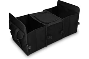 Navaris Organizer na bagażnik samochodowy z chłodziarką, duży, schludny uchwyt torba z 3 przegródkami do przechowywania, w tym wbudowana izolowana sekcja na żywność i napoje