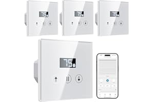 ALLEVOI Interruptores Persiana Wifi Porcentual con Pantalla LCD, Interruptor Persiana Inteligente Compatible con Alexa y Google Assistant 80x80 mm