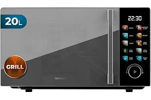 Cecotec 20 l mikrovågsugn med Grill Proclean 6130 svart, 800 W grill | 700 W, 8 program, 10 effektnivåer, färgpekskärm, avfrostning, timer, 255 mm vridbar bricka