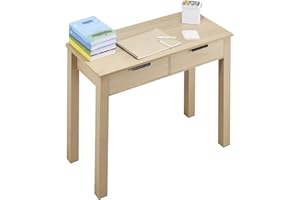 VEVOR Small Desk with Drawers, Kids Desk for Bedroom, Modern Simple Study Table for Drawing, Reading, Writing, Rectangle MDF Furniture Study Storage Table for Home, Office, Light Wood