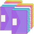 Plastic Wallets 14Pack A4 Punched Pockets Document Wallets Assorted Colours with Label Pocket, A4 File Folders Popper Wallets for School, Office, Business Trip