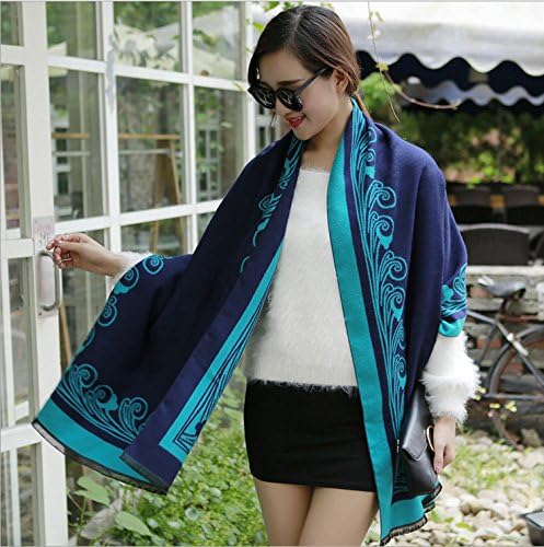 Sieye FASHION Shawl Scarf All-match towel Scarf Bandana Scarf warm spring national air conditioning Cape sun,Navy blue waves,175cm above