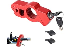 NIYATA Universal Motorcycle Handlebar Lock With Key - Security Anti-Theft Grip Lock for Scooters, Sports Bikes, Mountain Bike, ATVs (Red)