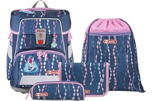 Step by Step Schulranzen-Set Space „Mermaid Bella“ 5-teilig, lila-rosa, Unterwasser-Design, ergonomischer Tornister mit Reflektoren, höhenverstellbar mit Hüftgurt für Mädchen 1. Klasse, 20L