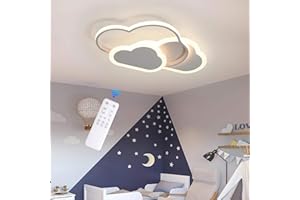‎YLFXL YLFXL LED Deckenleuchte Kinderzimmer Lampe Decke, 62CM Deckenlampe Kinderzimmer Dimmbar mit Fernbedienung, 48W Lampe kinderzimmer Deckenleuchte Wolken für Wohnzimmer, Schlafzimmer