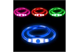 EASING LED Dog Collar,USB Rechargeable Adjustable Cut to Size Ultra Bright Colours Glow Light Collar for Dogs USB Rechargeable Lithium Battery Night Visibility & Safety(Blue)