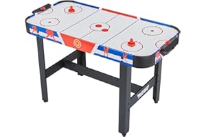 MUWO Tavolo da hockey Air 122 x 61 x 79 cm, con 2 pazzi e 2 pusher e robuste bande di plastica