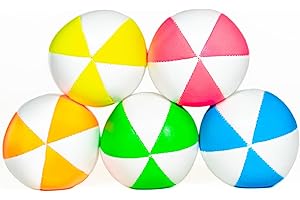 Juggle Dream UV Pro 6 Panel Star - Set di 5 palline da giocoliere (bianco/giallo brillante, arancione, verde, rosa, blu) con video di apprendimento online gratuito, adatto per professionisti e