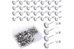 SOFPLATE 1 Box of 100 8 mm Cabochon Stud Earrings, Bezel Stud Earrings, Hypoallergenic Stainless Steel Stud Earrings with Ear Nut, Flat Round Blanks Stud Earrings for Jewellery Making Accessories