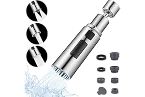 AONGRAY Wasserhahn Aufsatz mit FM22 M24 M20 Perlator Extender und Filter,360° Luftsprudler Wasserhahn Verlängerung,3 Wassersparer Sprühfunktionen