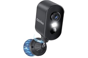 CZEview Caméra de Surveillance extérieure 2K Batterie, Montage magnétique, 300° PTZ Horizontal, Détection de Mouvement, WLAN Caméra de Surveillance extérieure/intérieure sans Fil, 2.4G (Noir)