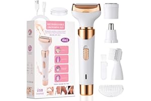 ACWOO Elektryczna golarka dla kobiet, bezprzewodowa, 4 w 1, elektryczna golarka dla kobiet, ładowalna, bezbolesna, elektryczna golarka, trymer bikini, usuwanie włosów na mokro i na sucho, do twarzy