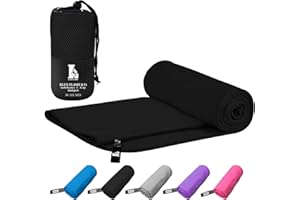 LAZY LADY Serviette Microfibre Ultra Légère pour Sport et Bain, Serviette de Sport Homme et Femme en 5 Couleurs et 6 Tailles, Serviette Sport Musculation (80X40CM, Noir)