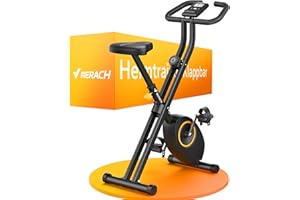MERACH Cyclette Pieghevole da Casa, Bicicletta da Interno Silenziosa con Schermo LCD, Bici da Fitness Magnetica con Cuscino Confortevole, Salvaspazio, per l’Allenamento Cardio, Capacità Max 136KG