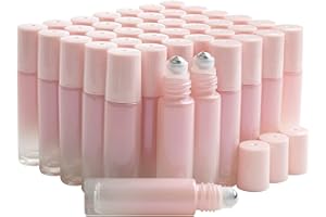 Pxyelec 42 x 10 ml ätherische Ölflaschen, Aromatherapie, Parfüm, Roll-on-Flaschen mit Edelstahlkugeln, tragbar, nachfüllbar, Ölprobenflaschen, rosa Farbverlauf (Öffner und Trichter im Lieferumfang