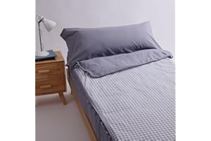 10XDIEZ Sacos nórdicos Ajustables (Cuadros Gris - Cama 90cm)