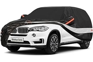 HOLTHLY 10 Layers SUV Car Cover 100% Waterproof Outdoor,Waterproof Breathable 4X4 Car Covers Rain Snow UV Protection. Custom Fit for Porsche Cayenne, BMW X5, Mercedes GLE, Volvo XC90,etc Black