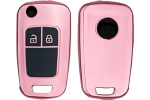 kwmobile Key Cover Compatible with Vauxhall (Opel) Chevrolet 2 Button Car Flip Key - Soft TPU Car Key Fob Protector Case - Rose Gold High Gloss