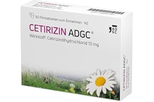 ‎ADGC Cetirizin-ADGC® - 50 Stück - Allergie-Tablette mit schneller und langanhaltender Wirkung gegen Allergien, Heuschnupfen, Nesselsucht und tränende Augen - für Erwachsene und Kinder ab 6 Jahren