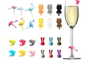 Luvadeyo 24Pcs Wine Glass Charms Tags with Bottle Stopper, Silicone Wine Glass Drink Markers for Party Decorations Home Use Glass Marker Wine Marker Mehrfarbig