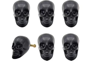 JfwuHap Brandname - Pomos de esqueleto de calavera negra, 6 piezas de un solo agujero para cajones, armarios, estanterías, aparadores, muebles, decoración Vivicap (A)