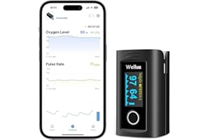 VIATOM Oxímetro de Pulso de dedo, Pulsioxímetro Medidor Saturacion Oxigeno, Saturometro de Oxigeno con Alarma de Niveles Bajos de Sp02 y de Frecuencia Cardíaca, Oxímetro de Sangre con Pantalla OLED