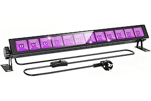 CREATESTAR 45W Luz Negra LED, Barra LED UV de 385-400nm con Interruptor, Foco Ultravioleta UV Impermeable IP66 Luces uv para Fiestas, Efectos Fluorescentes y Decoraciones de Halloween
