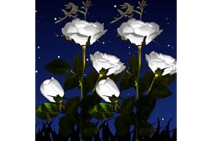 HELESIN Lampy solarne do ogrodu, dekoracja ogrodowa, 2 sztuki, wodoszczelne lampy solarne do użytku na zewnątrz, do ogrodu, krzewów, trawników, ogrodzeń (różowe światło, białe)