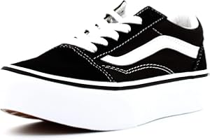 Vans Old Skool Piattaforma Ragazze Suede Lace Up Trainer Scarpe 31 EU Black Suede/True White