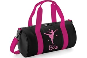 beyondsome Personalised Girls Ballet Dance Glitter Barrel Bag
