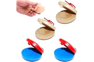EIHI 4 Stück Kastagnetten,Holz Kastagnetten,Für Kinder Baby Musikinstrumente Finger Kastagnetten Holzklöppel Schlaginstrumente Für Kleinkinder Kinder Erwachsene