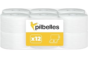 PILBELLES Papier Toilette Mini Jumbo 2 Plis | 12 Rouleaux Papier Toilette Pour Distributeur