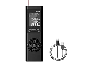 Télémètre Laser revasri, Télémètre Laser 40m avec écran numérique LCD rétroéclairé à 4 Fils, précision ± 2 mm, Plusieurs Modes de Mesure, Chargement USB, avec Cordon de Levage