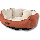 Pet Dreams Sprit L&uuml;ks Kedi/K&ouml;pek Yatağı, Kaymaz Altlık, Sertifikalı Kumaş, Yıkanabilir, Silikon Elyaf Dolgulu Turuncu-Krem 50