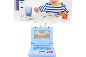 KENANLAN Kids Laptop, Learning Educational LED Music Laptop with 20 Learning Activities and 30 Music and Puzzles,Educational Learning Computer for Kids Ages 3+ (Blue Non Retractable Mouse)