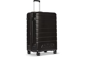 ANTLER - Logo Luggage - Large Suitcase - Hard Shell Suitcase for Travel & Holidays - 81 x 53.7 x 35.5 cm - Black - Lightweight Suitcase with 4 Spinner Wheels & Expander Zip - TSA Approved Locks