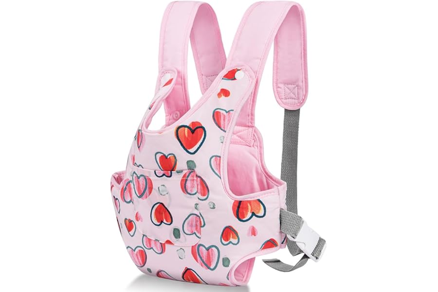 Aolso Baby Doll Carrier, Soft Cotton, Front and Back Carrying with Adjustable Straps for Baby, 14" to 18" Dolls Carrier Seat for Baby Born, Doll Accessories for Kids (Pink)