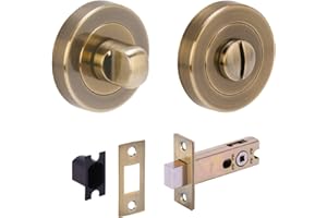 HUNTA HANDLEZONE® Bathroom Toilet Door Thumb Turn and Release Deadbolt Kit - Antique Bronze - 76mm Bolt with 57mm Backset
