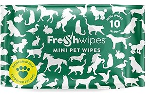 freshWIPES Pet Cleaning Wipes 1 Mini Pack (10 Wipes) - Vet Approved - Biodegradable & Odour Removing Wet Wipes for Dogs & Cats - Lavender & Mint Scent - Body & Paw Cleaner - Thick & Moist Dog Wipes