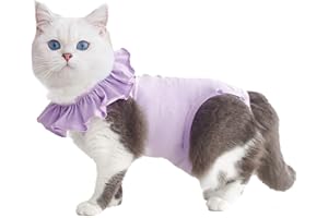 Yeapeeto Katzen-Body nach Operationen, Erholungsanzug für Katzen, Katzenspay Recovery Suit E Collar Alternative Bauchwunden verhindern Lecken für Kätzchen, atmungsaktive Kleidung (S, Lila)