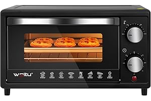 WOLTU Minibackofen 10 Liter, 650 Watt Toasterofen | Pizzaofen | Backblech mit Timer Mini Backofen für Pizza, Toast, Truthahn, Hot Dogs Schwarz