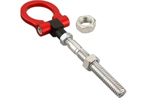 XRMXF Heavy Duty Anodized Folding Tow Hooks Reversed Thread Track Racing Towing Fits for Ford Mustang 19-23,Explorer 20-23,Edge 15-23 OEM Bumper Emergency Towing Eye Hook Tool (Red)