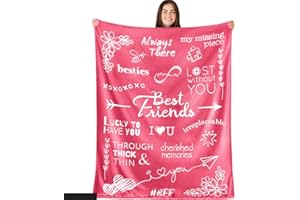 BUTTERTREE Best Friend Blanket, Best Friend Birthday Gifts For Women, Gift for Best Friend, Bestie Gifts For Women Unique, Gifts for Women, 65” x 50” (Sassy - Pink)