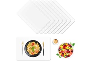 KAYCOLIN 8 Stück Tischset Transparent, tischsets abwaschbar weiß, Esstisch Platzset Kunststoff, rutschfest, Antifouling, Hitzebeständiges Filet-Tischset, Geeignet für Zu Hause Küche Restaurant, 43 * 28cm