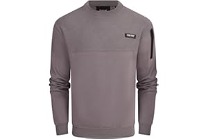 Firetrap Mens Designer Cotton Crew Neck Classic Logo Knitted Sweatshirt Jumper Smart Casual Fleece Sweat Top with Zip Arm Pocket