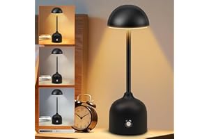 Sentasi LED Tischlampe Kabellos Dimmbar Akku Tischleuchte Touch 3000k/4000k/5000k，4500mAh Ambient Tischlampen Pilzlampen Nachttischlampe Nachtlicht für Esstisch Bars Hotel Wohnzimmer USB Schwarz