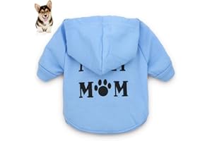 Macabolo - Vestiti per cani di piccola taglia con scritta stampata I Love My Mom, felpa con cappuccio per cuccioli o cani di piccola taglia in misto cotone con cappuccio per autunno-inverno